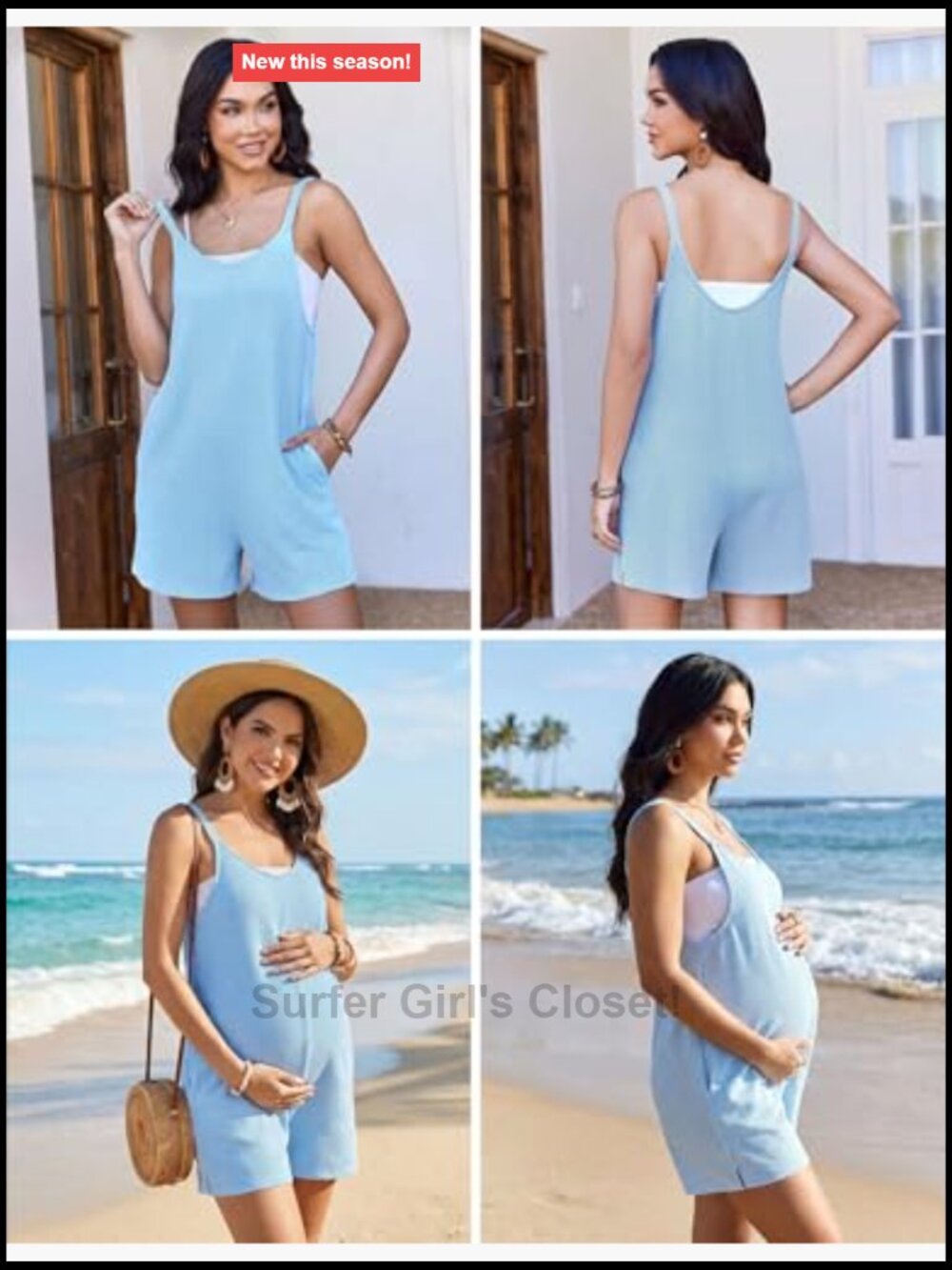 Casual Loose Sleeveless Overalls Shorts Knit Jumpsuit with Pockets Summer Beach - Picture 5 of 7